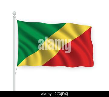 drapeau d'ondulation 3d République Congo isolé sur fond blanc. Illustration de Vecteur