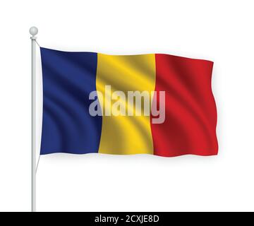 drapeau de la roumanie en relief isolé sur fond blanc. Illustration de Vecteur