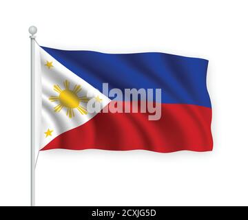 drapeau de l'ondulation 3d Philippines isolé sur fond blanc. Illustration de Vecteur