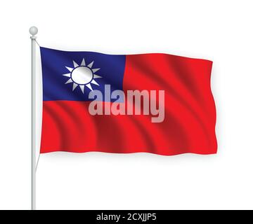 drapeau de l'ondulation 3d Taiwan isolé sur fond blanc. Illustration de Vecteur