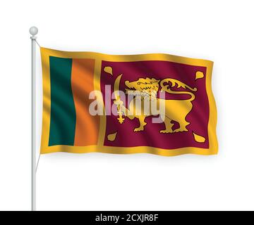 drapeau de la spéléologie 3d Sri Lanka isolé sur fond blanc. Illustration de Vecteur