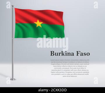 Drapeau du Burkina Faso sur le mât. Modèle pour indépendant Illustration de Vecteur