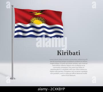 Drapeau de Kiribati sur le mât. Modèle d'indépendance d Illustration de Vecteur