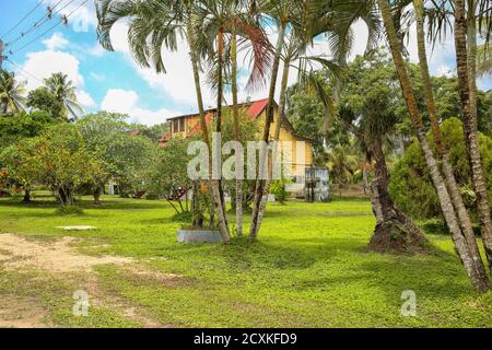 Plantation restaurée appelée Frederiksdorp sur la rivière Commewijne. Maintenant hôtel. Au Suriname, en Amérique du Sud Banque D'Images