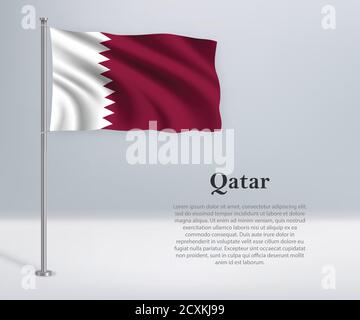 Drapeau du Qatar sur le mât. Modèle pour le jour d'indépendance Illustration de Vecteur