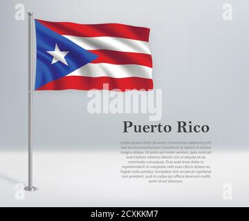 Drapeau de Porto Rico sur le mât. Modèle pour INDEPENDANTE Illustration de Vecteur