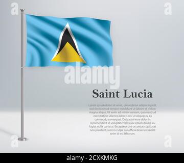 Drapeau de Sainte-Lucie sur le mât. Modèle pour INDEPENDANTE Illustration de Vecteur