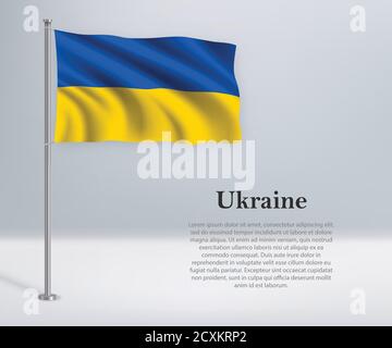 Drapeau de l'Ukraine sur le mât. Modèle pour indépendance da Illustration de Vecteur