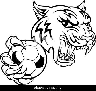 Joueur de football soccer tigre Mascotte Sports Animaux Illustration de Vecteur