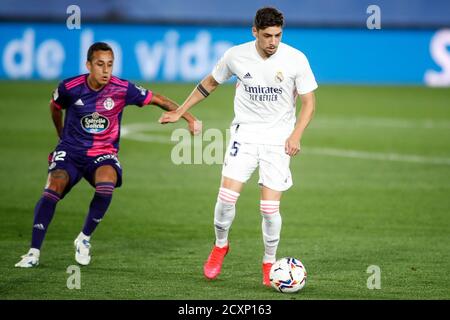 Federico Valverde du Real Madrid lors du championnat d'Espagne la Liga match de football entre Real Madrid et Real Valladolid le 30 septembre 2020 Banque D'Images