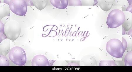 Fond de bannière ou de carte de vœux Joyeux anniversaire. pour la célébration d'anniversaire . notion de couleur violet et blanc . illustration vectorielle eps10 Illustration de Vecteur