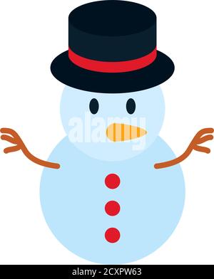 icône représentant un bonhomme de neige de noël sur fond blanc, style plat, illustration vectorielle Illustration de Vecteur