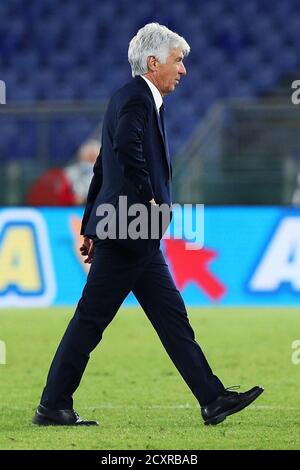 Atalanta entraîneur en chef Gian Piero Gasperini à la fin du championnat italien Serie UN match de football entre SS Lazio et Atalanta BC le 30 septembre 2020 au Stadio Olimpico à Rome, Italie - photo Federico Proietti / DPPI crédit: LM/DPPI/Federico Proietti/Alay Live News Banque D'Images