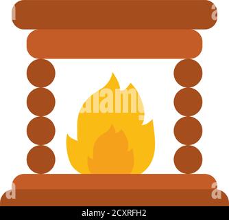icône de cheminée en bois sur fond blanc, style plat, illustration vectorielle Illustration de Vecteur