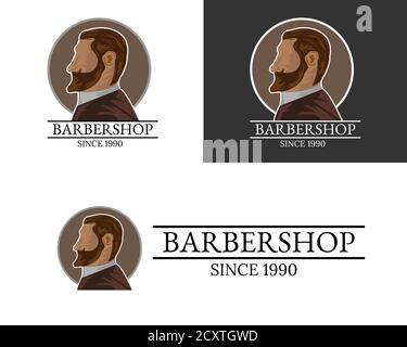 Illustration dessin vectoriel du modèle de mascotte du logo Barbershop Illustration de Vecteur