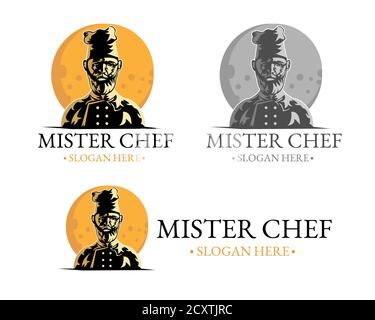 Illustration de dessin vectoriel du modèle de mascotte du logo du chef Illustration de Vecteur