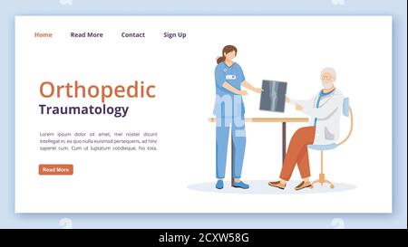 Modèle de vecteur de page d'accueil orthopédique et de traumatologie Illustration de Vecteur