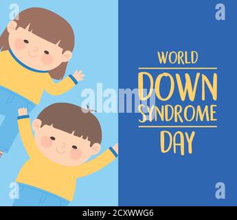 world down syndrome jour bonne fille et garçon caractères carte illustration vectorielle Illustration de Vecteur