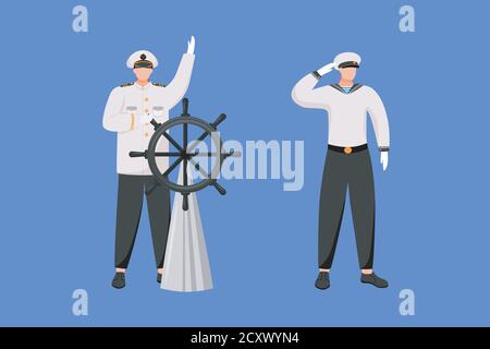 Illustration vectorielle plate des professions maritimes Illustration de Vecteur