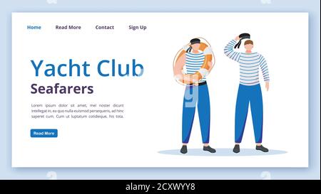 Modèle de vecteur de page d'arrivée des gens de mer de club de yacht Illustration de Vecteur