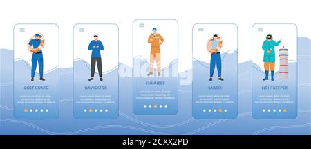 Modèle de vecteur d'écran d'application mobile d'intégration des professions maritimes Illustration de Vecteur