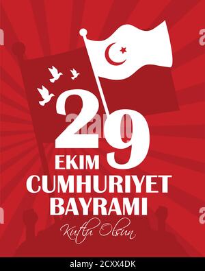 29 octobre jour de liberté en république de turquie Illustration de Vecteur