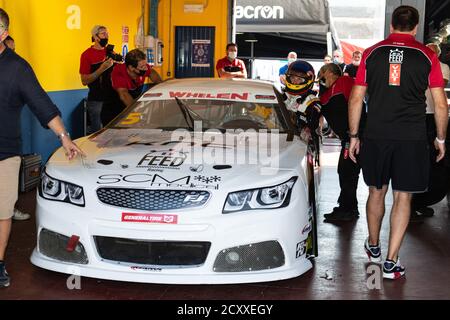 Vallelunga, Rome, Italie, 13 septembre 2020. Festival américain de Rome. NASCAR Euro Chevrolet Camaro en boîte avec mécanique Banque D'Images