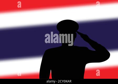 Soudez la silhouette sur fond flou avec drapeau thaïlandais. Illustration de Vecteur