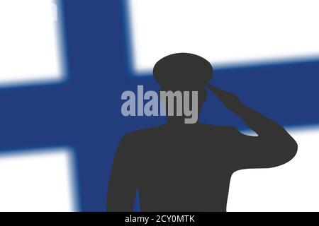Soudez la silhouette sur fond flou avec drapeau finlandais. Illustration de Vecteur
