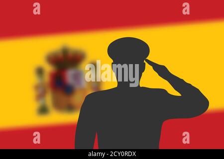 Soudez la silhouette sur fond flou avec drapeau espagnol. Illustration de Vecteur