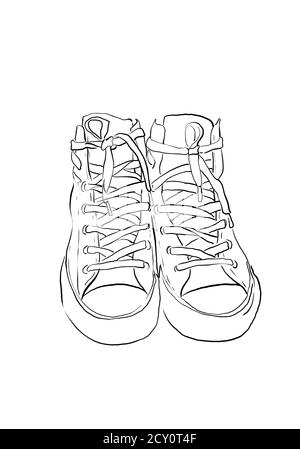 Illustration d'une ligne de baskets. Chaussures de sport en ligne pour le sport et le design de marque. Banque D'Images