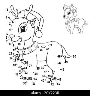 Point à point. Tracez une ligne. Pratique de l'écriture manuscrite. Numéros d'apprentissage pour les enfants. Feuille de travail sur la formation. Page de coloriage de l'activité. Style de dessin animé. Avec réponse. Illustration de Vecteur