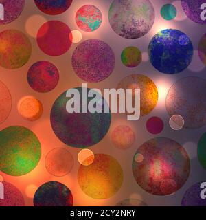 Résumé cercles colorés arrière-plan bokeh. Illustration magique arc-en-ciel abstraite avec effet bokeh Banque D'Images