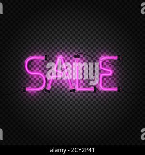 Solde tubes néon luminescents sur fond transparent foncé. Illustration vectorielle EPS10 Illustration de Vecteur