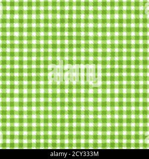 Vert et blanc grunge Vichy tartan tissu écossais plis abstrait géométrique sans couture motif arrière-plan. Texture sans couture dessinée à la main. Papier peint, enveloppe, t Banque D'Images