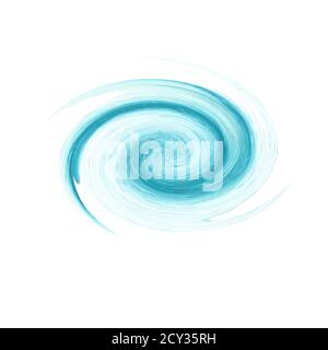 Aquarelle abstraite peint à la main bleu ondulé motif ovale, isolé sur fond blanc. Arrière-plan aquarelle. Banque D'Images