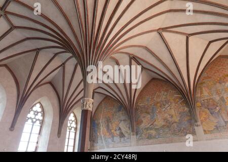 Salle gothique dans le château de Malbork, Pologne. Patrimoine mondial UNESCO. Banque D'Images