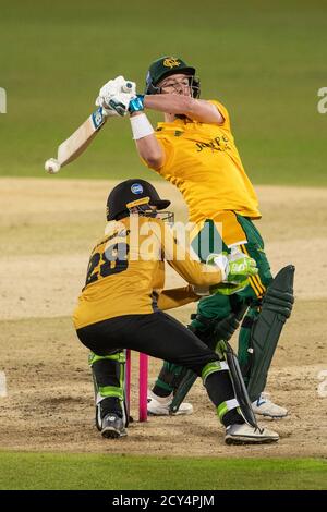 Tom Moores de Leicestershire foxes est sorti lors du match de finale du Vitality Blast T20 Quarter à Trent Bridge, Nottingham. Banque D'Images