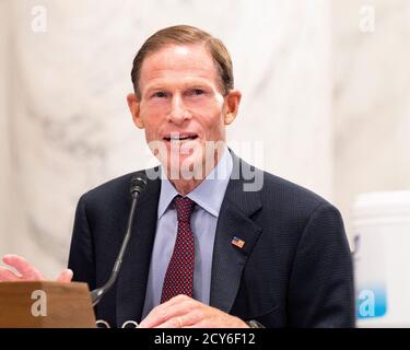 Washington, DC, États-Unis. 1er octobre 2020. 1er octobre 2020 - Washington, DC, États-Unis: Le sénateur américain RICHARD BLUMENTHAL (D-CT) s'exprimant lors d'une réunion de la Commission judiciaire du Sénat. Crédit : Michael Brochstein/ZUMA Wire/Alay Live News Banque D'Images