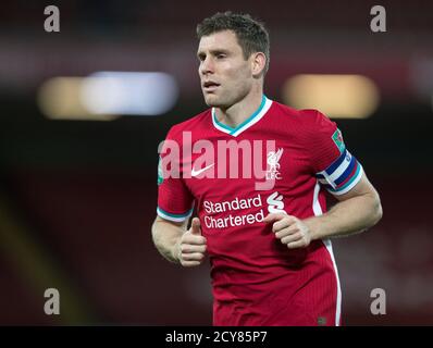 Anfield, Liverpool, Merseyside, Royaume-Uni. 1er octobre 2020. Coupe de la Ligue de football anglaise, Carabao Cup, Liverpool versus Arsenal ; James Milner de Liverpool Credit: Action plus Sports/Alamy Live News Banque D'Images