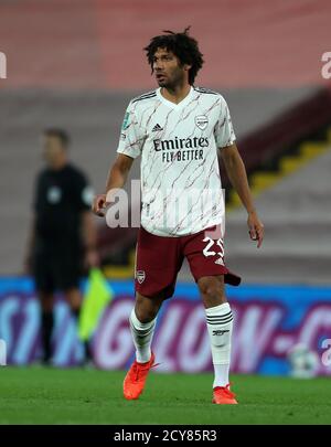 Anfield, Liverpool, Merseyside, Royaume-Uni. 1er octobre 2020. Coupe de football anglais, coupe Carabao, Liverpool contre Arsenal ; Mohammed Elneny d'Arsenal crédit : action plus Sports/Alamy Live News Banque D'Images