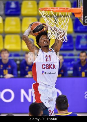 Will Clyburn de PBC CSKA Moscou lors du match EuroLeague de Turkish Airlines entre le FC Barcelone et le TAXI CSKA Moscou au Palau Blaugrana le 01 octobre 2020 à Barcelone, Espagne. Banque D'Images