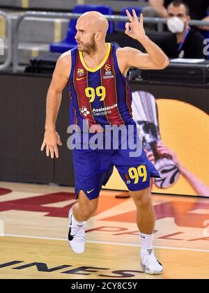 Nicholas William Calathes du FC Barcelone lors du match Euroligue de Turkish Airlines entre le FC Barcelone et le taxi CSKA Moscou au Palau Blaugrana le 01 octobre 2020 à Barcelone, Espagne. Banque D'Images