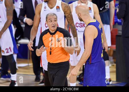 Nicholas William Calathes du FC Barcelone lors du match Euroligue de Turkish Airlines entre le FC Barcelone et le taxi CSKA Moscou au Palau Blaugrana le 01 octobre 2020 à Barcelone, Espagne. Banque D'Images