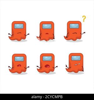 Personnage de dessin animé de fantôme parmi nous orange avec quelle expression Illustration de Vecteur