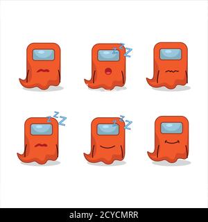 Personnage de dessin animé de fantôme parmi nous orange avec expression de sommeil Illustration de Vecteur