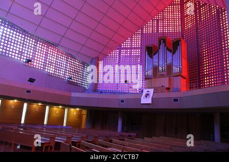 Intérieur de la cathédrale Saint François Xavier à Kagoshima, Japon. Pris en août 2019. Banque D'Images