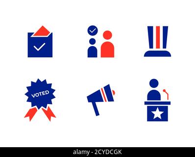 American, USA élection présidentielle personnalisée couleur icône Vector Design Set Collection Illustration de Vecteur