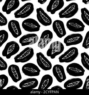 Papaye fruits vector sans couture motif. Illustration de Vecteur