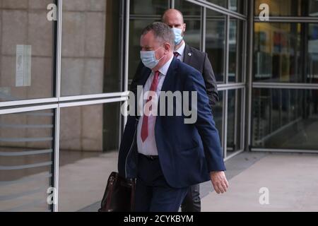 Bruxelles, Belgique. 2 octobre 2020. David Frost, envoyé du Royaume-Uni pour le Brexit, arrive pour une réunion avec le chef de la Task Force pour les relations avec le Royaume-Uni de la Commission européenne, Michel Barnier, à la Commission européenne. Crédit: ALEXANDROS MICHAILIDIS/Alamy Live News Banque D'Images